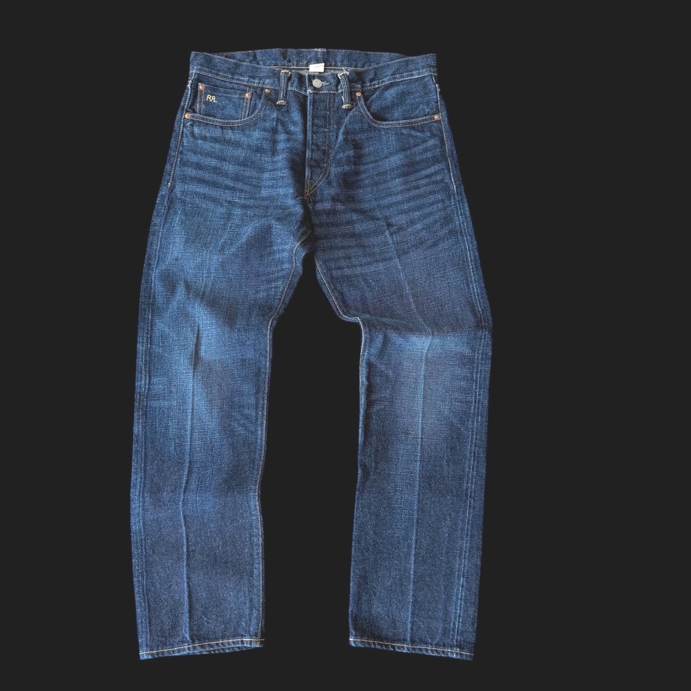 RRL Ralph Lauren Selvedge Straight Leg Indigo Wash Button Fly Jeans 32x29